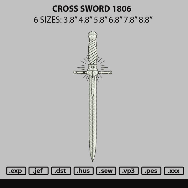 Cross Sword 1806 Embroidery File 6 sizes