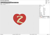 Cursive heart alfabeth A-Z Embroidery File 6 sizes