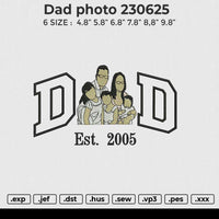 Dad Photo 230625 Embroidery File 6 size