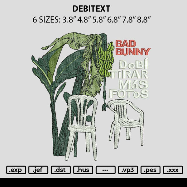 Debitext Embroidery File 6 sizes