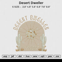 Desert dweller  Embroidery File 6 size