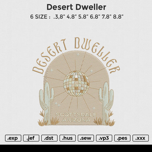 Desert dweller  Embroidery File 6 size