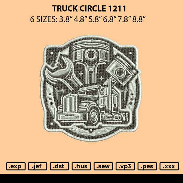 Truck Cirlce 1211 Embroidery File 6 sizes