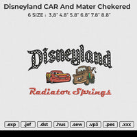 Disneyland CAR and mater chekered Embroidery File 6 size