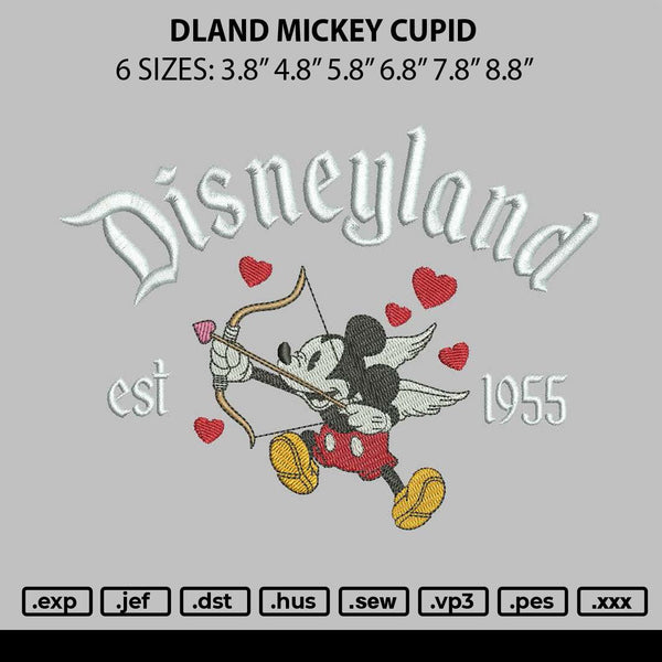 Dland Mickey Cupid Embroidery File 6 sizes