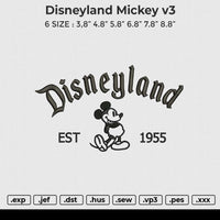 Disneyland mickey v3 Embroidery File 6 size