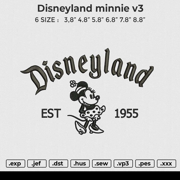 Disneyland minnie v3 Embroidery File 6 size