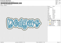 Dodger double applique Embroidery File 6 size