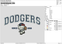 Dodgerkitty Embroidery File 6 sizes