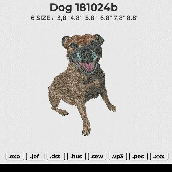 Dog 181024b Embroidery File 6 size