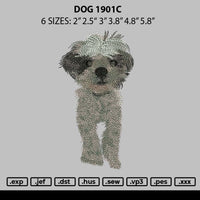 Dog 1901c Embroidery File 6 sizes