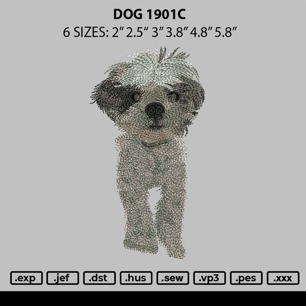 Dog 1901c Embroidery File 6 sizes