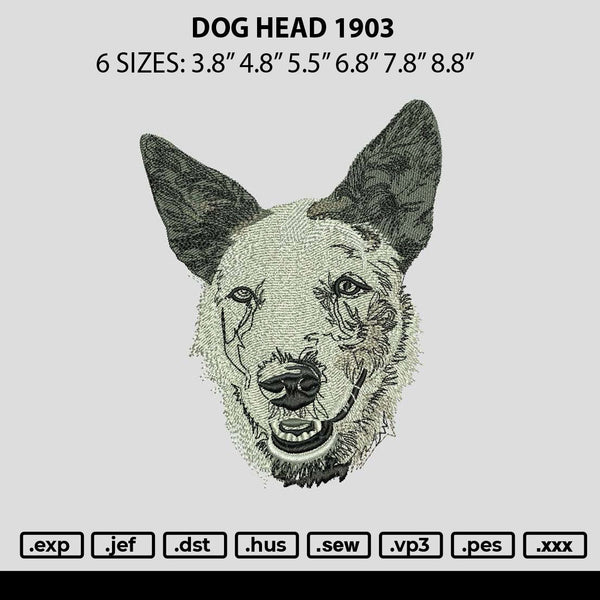 Dog Head 1903 Embroidery File 6 sizes