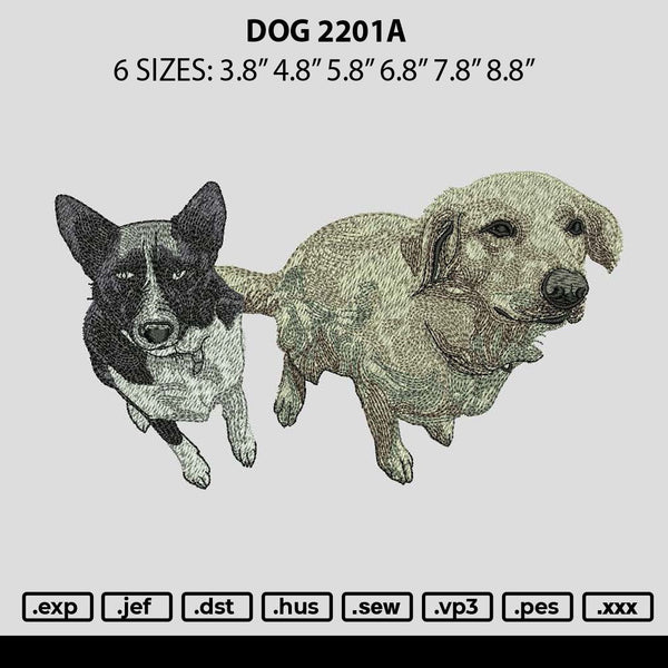 Dog 2201a Embroidery File 6 sizes