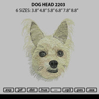 Dog Head 2203 Embroidery File 6 sizes