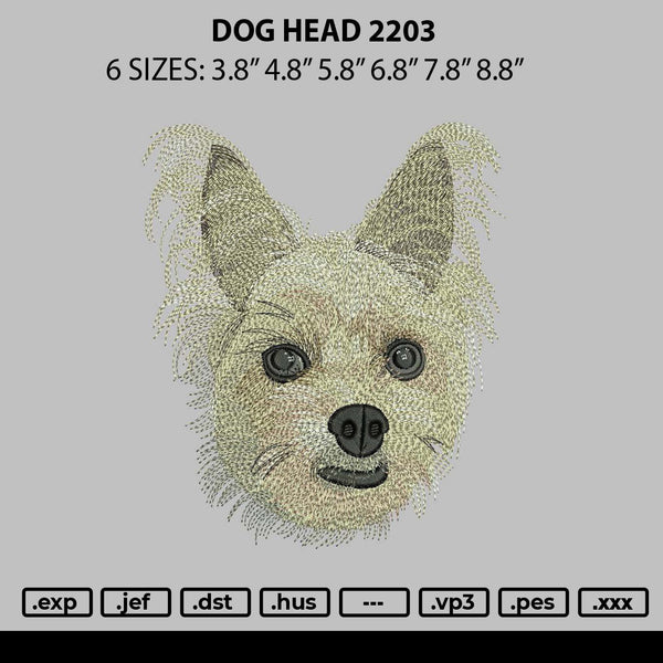 Dog Head 2203 Embroidery File 6 sizes