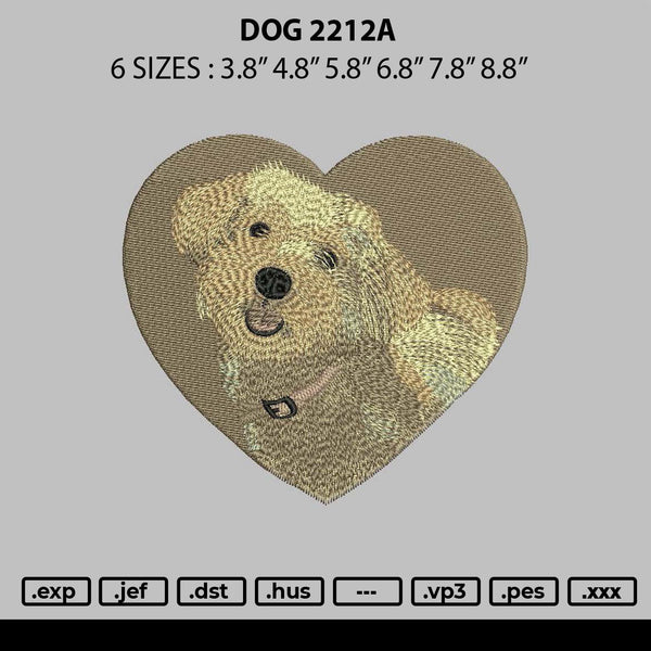 Dog 2212a Embroidery File 6 sizes