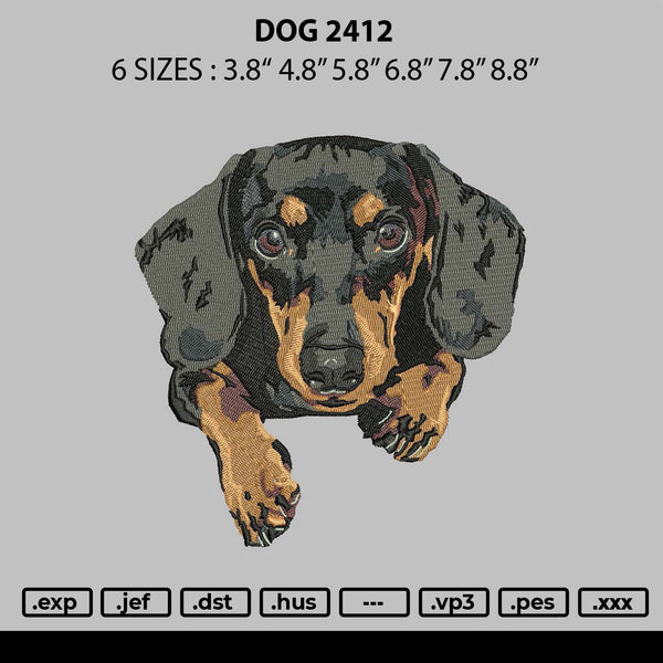 Dog 2412 Embroidery File 6 sizes
