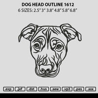 Dog Head Outline 1612 Embroidery File 6 sizes