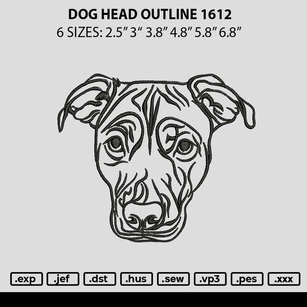 Dog Head Outline 1612 Embroidery File 6 sizes