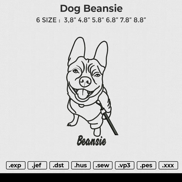 Dog beansie Embroidery File 6 size