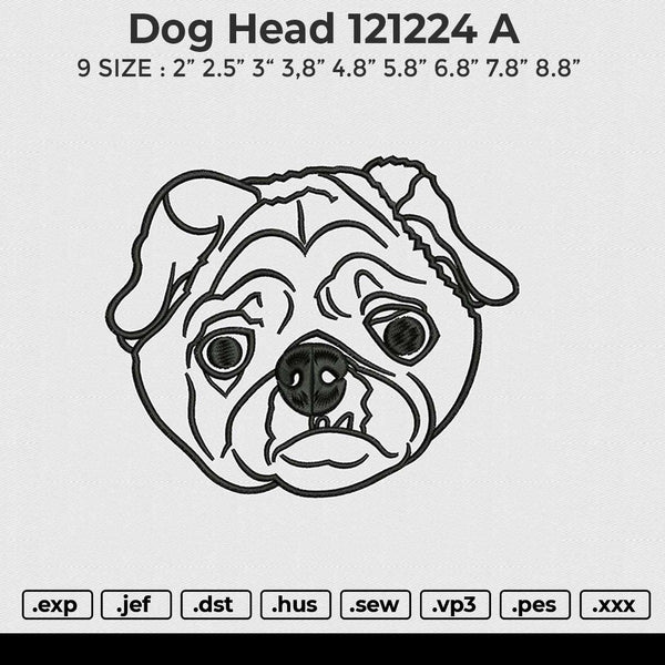 Dog Head 121224 A Embroidery File 6 size