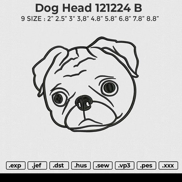 Dog Head 121224 B Embroidery File 6 size