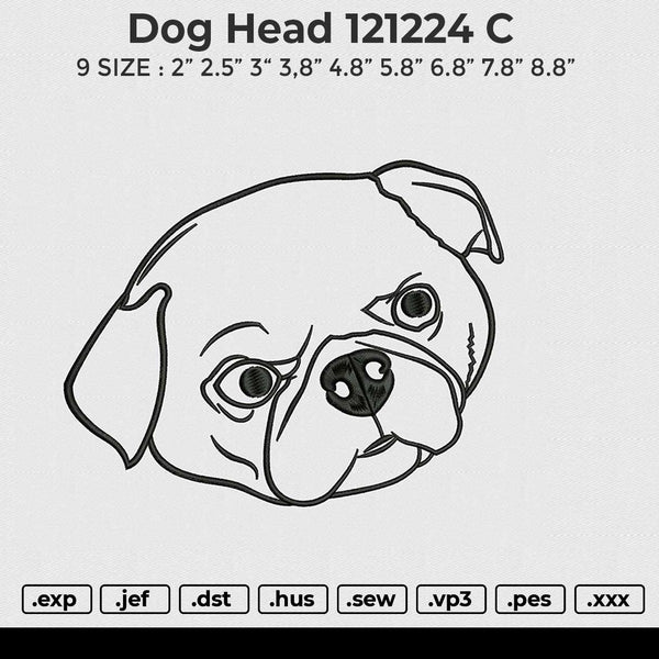 Dog Head 121224 C Embroidery File 6 size