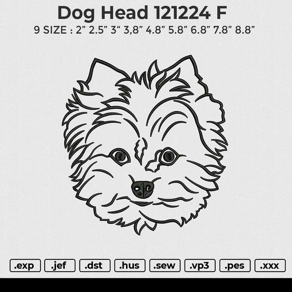 Dog Head 121224 F Embroidery File 9 size