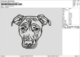 Dog Head Outline 1612 Embroidery File 6 sizes