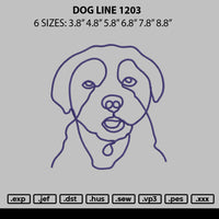 Dog Line 1203 Embroidery File 6 sizes