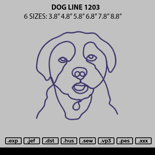 Dog Line 1203 Embroidery File 6 sizes