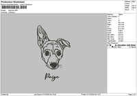 Dog Line 0112 Embroidery File 6 sizes