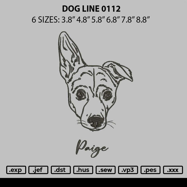 Dog Line 0112 Embroidery File 6 sizes