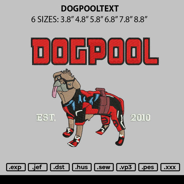 Dogpooltext Embroidery File 6 sizes