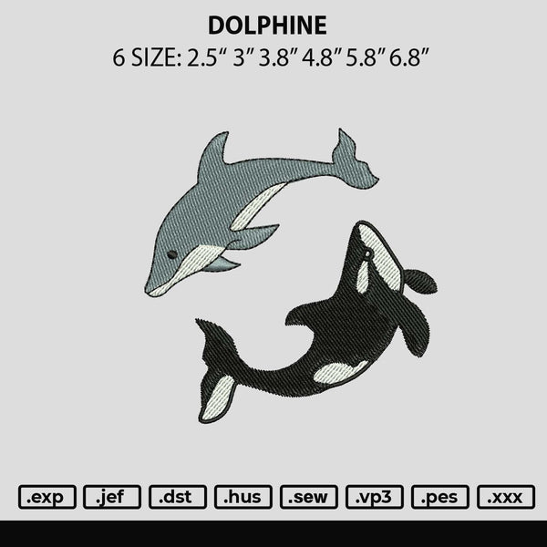 Dolphine Embroidery File 6 sizes