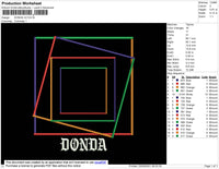 Donda V2 Embroidery File 4 Size