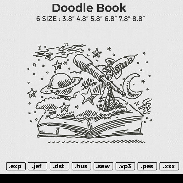 Doodle Book Embroidery File 6 size