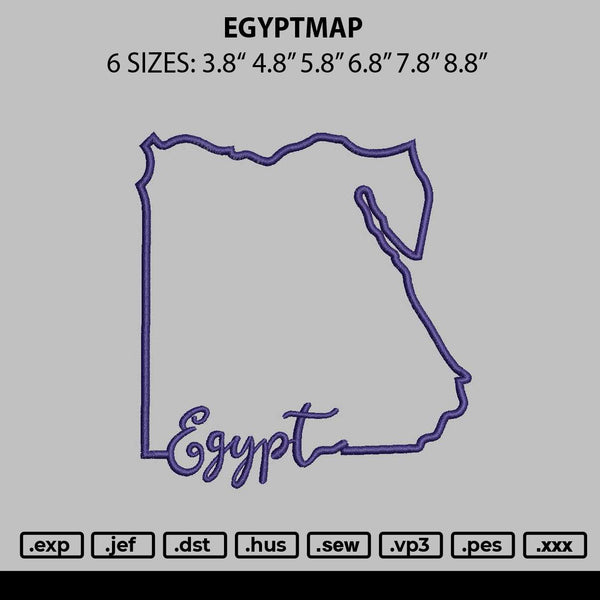 Egyptmap Embroidery File 6 sizes