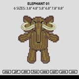 Elephant 01 Embroidery File 6 sizes