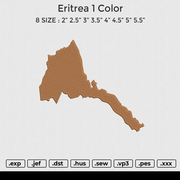 Eritrea 1 Color Embroidery File 6 size