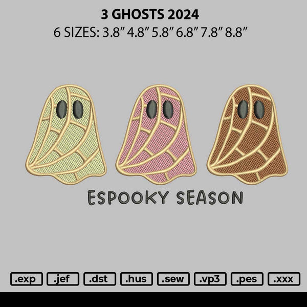 3 Ghosts 2024 Embroidery File 6 sizes