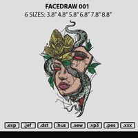 Facedraw 001 Embroidery File 6 sizes