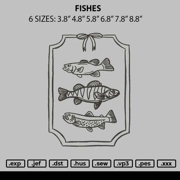 Fishes Embroidery File 6 sizes
