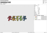 five Bears Embroidery File 6 size