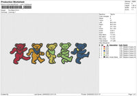 five Bears Embroidery File 6 size