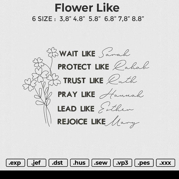 Flower Like Embroidery File 6 size