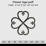 Flower logo puff Embroidery File 6 size