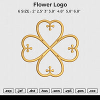 flower logo Embroidery File 6 size