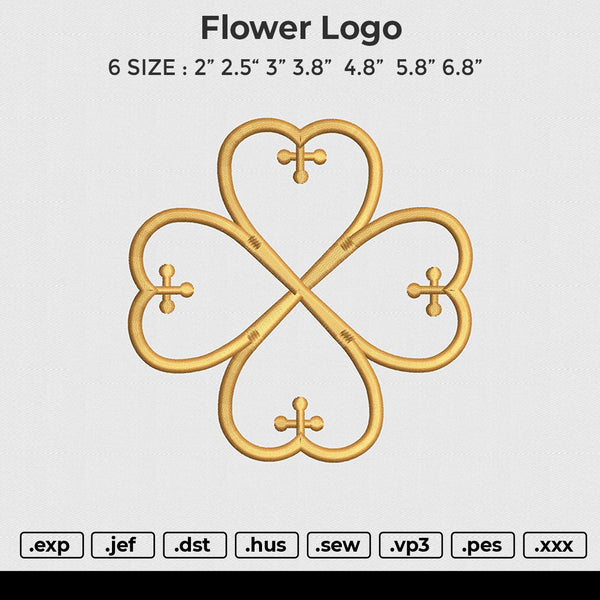 flower logo Embroidery File 6 size